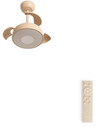 CREATE / WIND CLEAR CUP/Ventilador de techo con luz arena con mando / 40W, Silencioso, Ø55 cm, aspas retráctiles, luz LED 3 temperaturas, temporizador, función verano-invierno