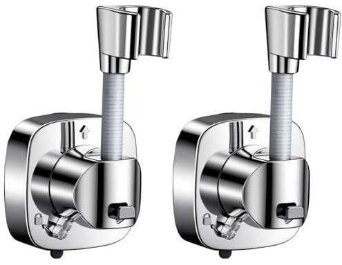 Ahigh 2 Stück Duschkopfhalterung, Duschhalterung Ohne Bohren, 360° Verstellbare Duschhalterung mit Starkem Saugnapf Für Duschkopf/Duschbrause/Handbrause /shower head | Wandmontage Bad