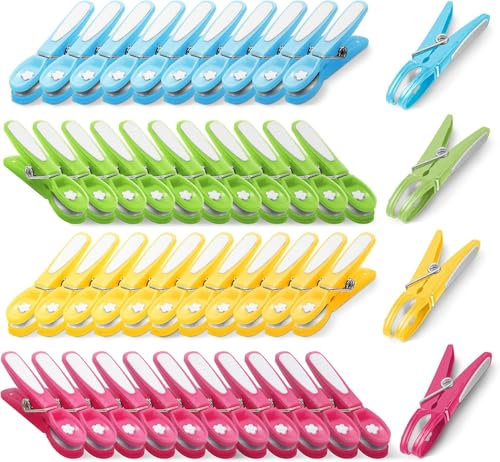 KEPLIN Clothes Pegs for Washing Line - 48 Pack (Multicolour), Washing Line Pegs with Metal Spring for Strong Grip, Washing Pegs Designed to Avoid Marks, UV Resistant Plastic for Indoor & Outdoor