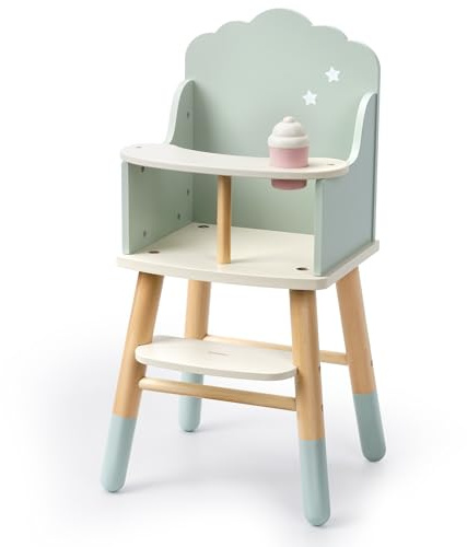 Pithfor Seggiolone in legno per bambole, mobili per bambole fino a 45,7 cm, accessori per bambole da 45,7 cm, verde