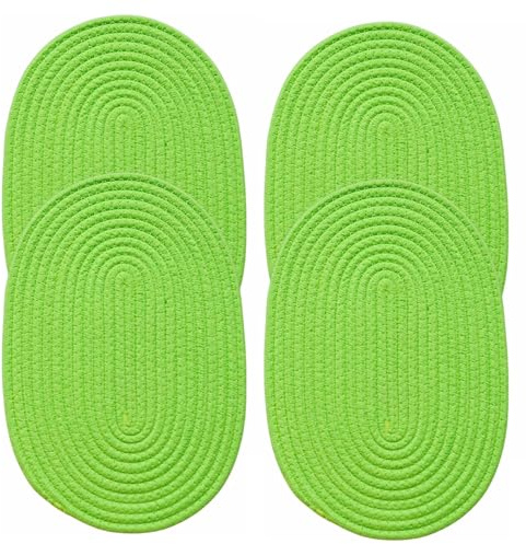 Lifup Set of 4 Tovaglietta da Intrecciate in Paglia, Antiscivolo Lavabili Sottopiatti Rattan Verde 22 x 32 cm