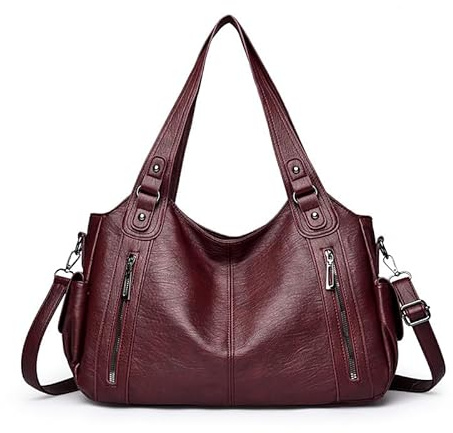 GSenhui Handtasche Vintage Damen City Bag Slouchy Tote Bag Große Schultertasche PU-Leder Uni Tasche Punk-Stil Umhängetasche Frau für Reisen Schwarz