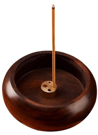 Ebony Wood Incense Stick Holder, Burner Solid wood incense holder - 4-Size Alloy Incense Holder Wooden incense burner, Handmade Wooden Incense Burner for Yoga, Meditation & Home Aromatherapy