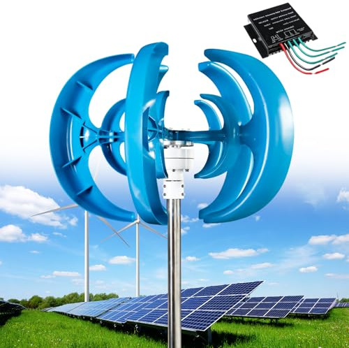 Kit generatore di turbina eolica da 12000 W, magnete permanente verticale a 5 pale CA a 5 pale da 12 V/24 V/48 V con controller per casa, terrazza, chalet, camper, nero