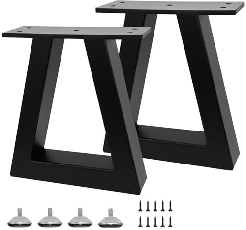 Rioychan 20cm Metall Tischbeine Schwarz Trapezförmige, DIY Möbelbeine für Bank, Couchtisch, Hocker, Schrank, Nachttischgestell Tischfuss Couchtisch Beine Sideboard Füße(20 x 20 cm)