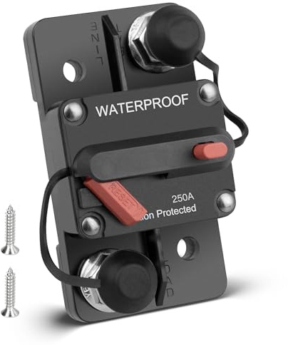 RED WOLF 250A Auto Schutzschalter Sicherungshalter mit Manueller Reset für Kfz Boot Motor Radio Audio 250 Ampere Leistungsschalter 12V-24V DC Sicherungsautomat Circuit Breaker 12V-24V DC