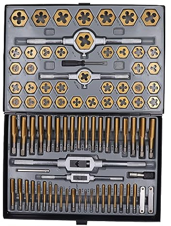 SET DI FILIERE PER MASCHI 86 PZ KIT DI ATTREZZI PER FILETTATURA ESSENZIALE IN CARBURO PLACCATO IN TITANIO PER RIPARAZIONI AUTOMOTIVE