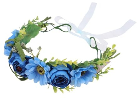 Brautstirnband Blumenkranz aus Gewebe in Blau für Fotos