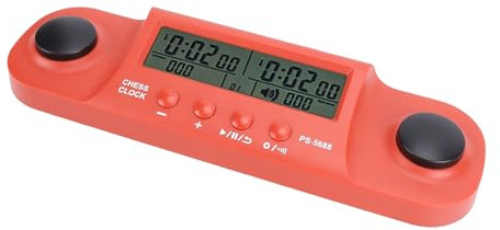 Fabater Schackklocka, Portabel Digital Klocktimer med Nedräkningslarm för Timer i Schack, Go, Dam, 10,24x2,87x1,38in (Röd)