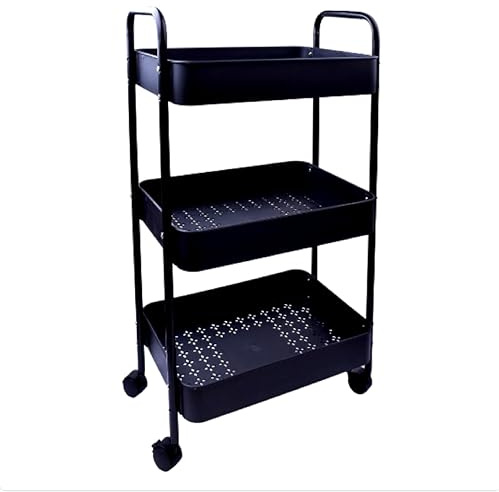 Genérico Carrito de Almacenamiento con Ruedas Estante Organizador Extraíble para Cocina, Baño, Lavanderia, Oficina y Dormitorio Muebles de Almacenaje Versátiles Negro Resistente y Duradero
