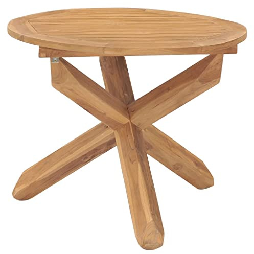 VIHHQGC Outdoor Teak Dining Table Ø90x75 cm Solid Teak Wood Garden Dining Table and Patio Furniture Set