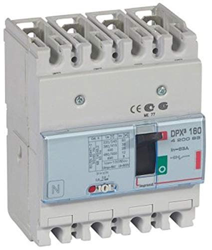 Legrand 420093 Disjoncteur Magnétothermique DPX³160, Pouvoir de Coupure 36kA 400V~, 4P, 63A