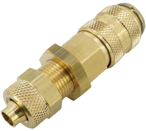 Druckluftkupplung NW 5 mit Schottgewinde und Überwurfmutter (Messing - 6 x 4 mm)