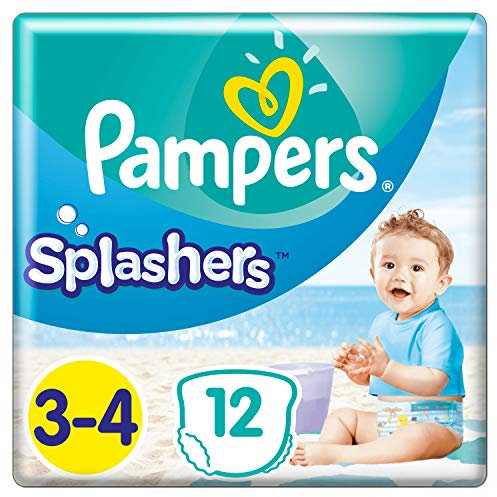 Pampers Pannolini da bagno usa e getta Splashers taglia 3-4 (6-11kg) per una protezione ottimale in acqua, 12 strati