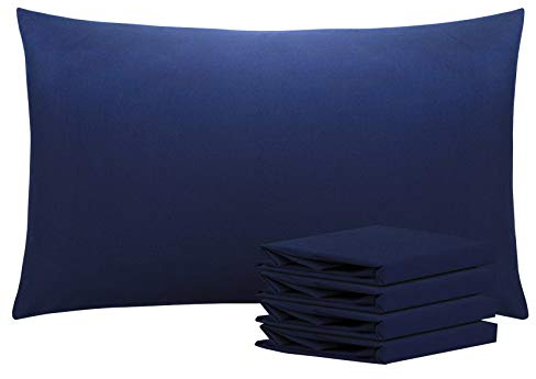 NTBAY Queen Pillowcase Set - 4 Pack Brushed Microfiber 20x30 Pillowcases - Soft, Wrinkle-Free, Fade-Resistant, Stain-Resistant, Navy Blue Pillowcases with Envelope Closure - 20x30 Inches, Navy Blue