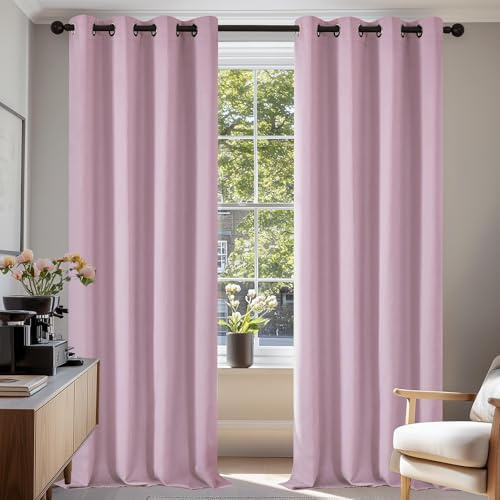 Deconovo mörkläggningsgardiner termogardiner ljudisolerande gardiner icke-transparenta gardiner | 2 paneler, B 140 x H 220 cm, fönstergardin, värmebeständig, ljudisolering, akustisk, rumsavdelare, modern, bullerdämpande
