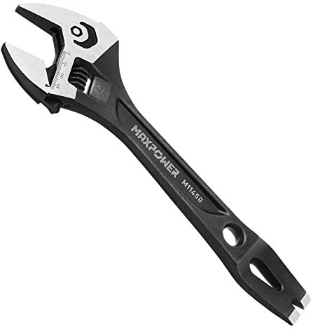 MAXPOWER 300mm Schraubenschlüssel 3 IN 1, Verstellbarer Rollgabelschlüssel, Hammer Nagelzieher, Einmaulschlüssel aus Chrom-Vanadium Stahl （max. 36mm Maulweite）