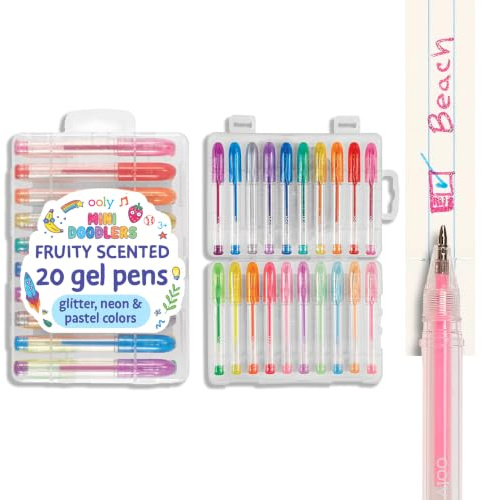 Ooly Mini Doodlers Gelstifte - 20 Stück - 20 Mini-Glitzer-, Neon- und Pastell-Duft-Gelstifte für Kinder, Erwachsene, Kunstbedarf, Schreibwarenbedarf