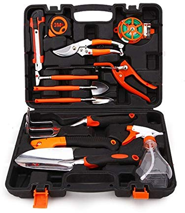 HIZQ Juego Herramientas De Jardín, Incluye Paleta Trasplantado Juego De Herramientas Jardinería Kit De Jardinería Y Plantación con Funda De Transporte para Los Amantes De La Jardinería 12 Piezas