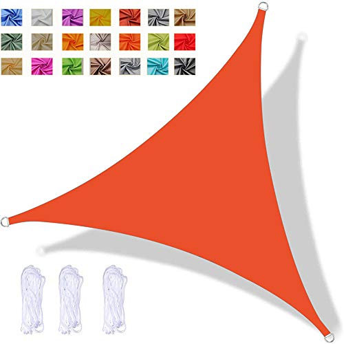 Sun Shade Sail 4x4x4m Waterproof Triangle PES Polyester 98% UV Block for Outdoor Garden Patio Yard Party with Free Ropes, Orange