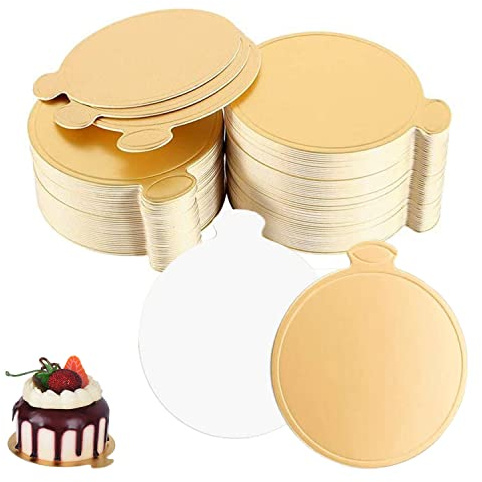 ACONDE Cake Boards, 100 Pieces 3.15 inch Cake Circles Base, for Dessert, Cake, Gold