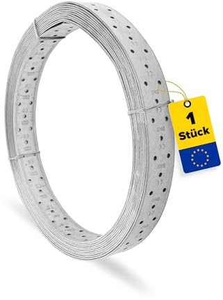 DMX Lochband Metall - 10 m Lochblech Rolle - Lochstreifen Breite 40 mm | Lochblech - Flachverbinder - Lochplatte Metall - Elastic Band - Metallband - Lochblechstreifen - Lochstreifen - Montageband