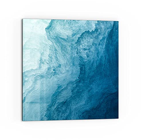 DEQORI Küchenrückwand Glas | Motiv Aufgewühlte Wellen | 60x60 cm | Bad- oder Herd-Rückwand | Herdblende Spritzschutz für Küche & Badezimmer | moderne Deko für Fliesenspiegel