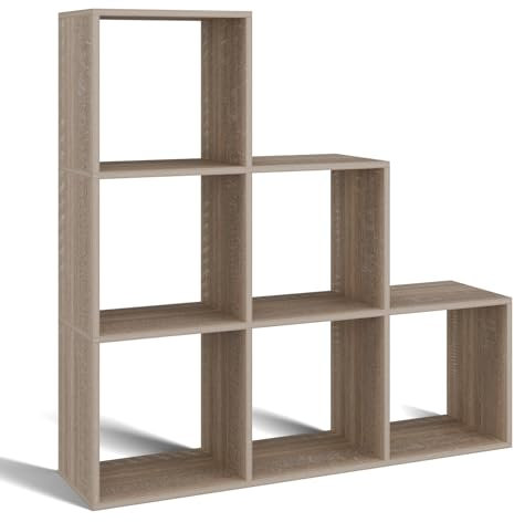 CDF Step Bücherregal RS-30 | Farbe: Eiche Sonoma | Schrank, Sockel für Wohnzimmer, Büro und Arbeitszimmer | Regal für Bücher und Spielzeug | Ideal für Kinderzimmer, Teenager, Jugendzimmer