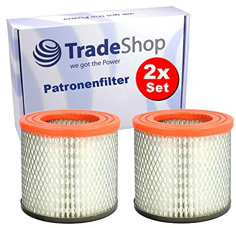 2x Trade-Shop Feinstaubfilter/Patronenfilter/Rundfilter/Lamellenfilter kompatibel mit Güde GA 18 L 1200W Aschesauger ersetzt 16731