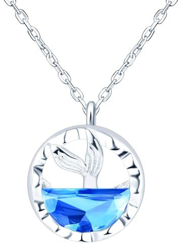 feilok Damen kette Silber 925 Halskette Ozean Fischschwanz Meerjungfrau Niedlich Zirkonia für Frauen Geburtstags Geschenk Sie Freundin