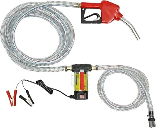 TESUGN Dieselpumpe Selbstansaugend Elektrische, 12V 175W Heizölpumpe Automatik Pistole mit PVC Schlauch, Dieselpumpe Bio Heizölpumpe Selbstansaugend Ölpumpe Pistole Dieselförderung, 50L/MIN