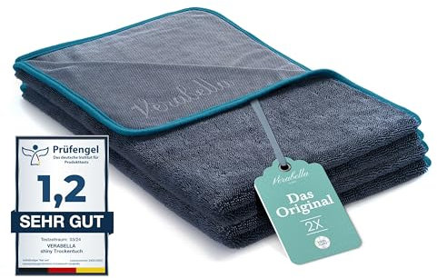 Verabella® 2er Set Trockentuch Dusche zur effektiven Reinigung für Bad & Dusche - 60x40cm Badezimmer Mikrofasertuch extrem saugstark & maschinenwaschbar - Microfaser Putztuch, Duschkabinen Tuch