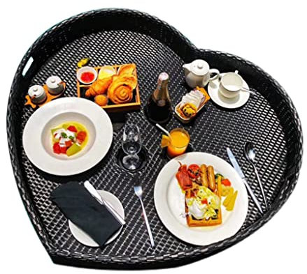 Plateau Flottant en rotin Fait Main en Forme de cœur, bac à Eau de Piscine, Assiette à Compote Flottante (8 85x82x20 CM)