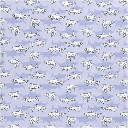 Jersey-Stoff Kinderstoff Haifisch Zuschnitt ab 0,5x1,5m Baumwoll-Stoff Kindermotiv Oeko-Tex