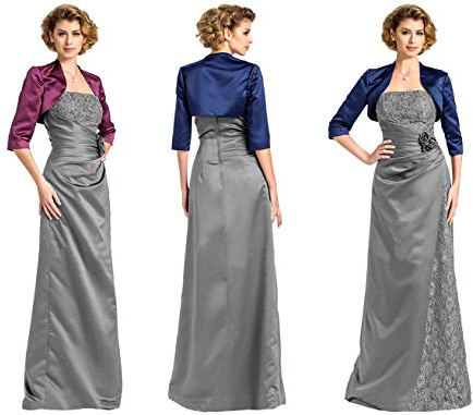 AG FASHION Red/Blue/Black/Purple Soft Satin Bolero/Shrug/Jacket/Stole 3/4 Length Sleeves S, M,L,XL (UK, Alpha, S, Regular, Regular, Navy Blue)
