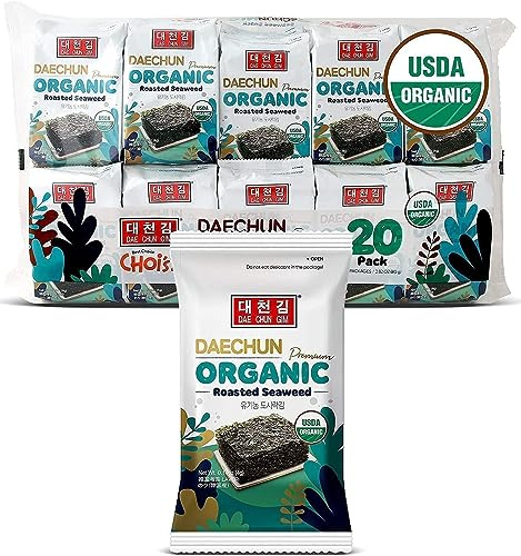 Organic DAECHUN(Choi's1) Seaweed Snacks 20 Pack Original Nori Leaf Product by Korea Premium Great