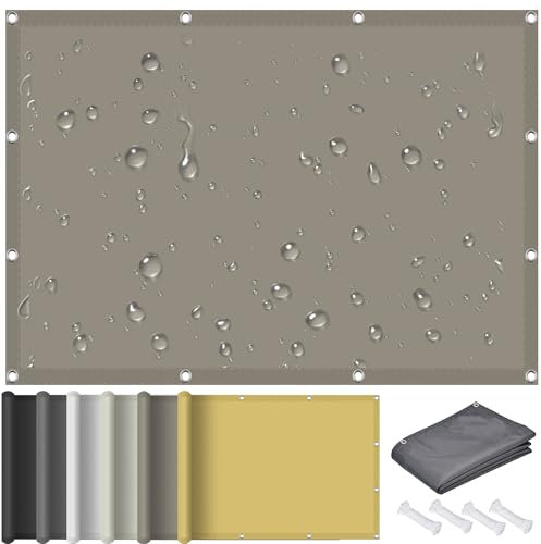 Vela Ombreggiante Tenda a Vela 220 x 600 cm Protezione Raggi UV Vela Tenda, Rettangolare Impermeabile con Occhielli, 185Ggsm Oxford, per Giardino Balcone Terrazza, Tortora