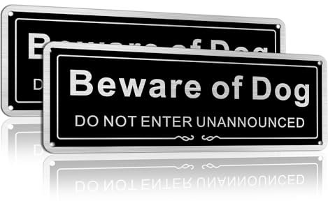 TAKULA Beware of the Dogs Sign Outdoor Gate-9.8 * 3.5 Inch Beware of Dog Signs,Waterproof, Rustproof and Fade-resistant Signs,Warning Sticker Do Not Enter Dog Sign|2 PCS