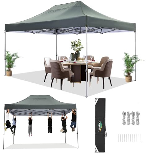 COBIZI Pavillon 3x4,5 wasserdicht stabil Winterfest 3.0, Faltpavillon 3x4,5 Gartenpavillon UV Schutz Keine Seitenwande Festival Pavillon, Grau