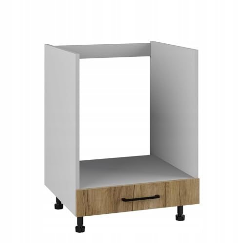 Laclar Unterbau Backofen-Schrank - universell mit Laminatfront - leise schließende Türen - verstellbare Füße - zum Selbstaufbau - ideal für Moderne Küchen - 60x56x72 cm - Eiche Craft Gold