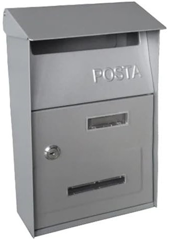 HWJFDC Buzon Exterior Buzón de Mensajes Buzón de Mensajes Buzón de Metal for casa de Villa(TX0084 Silver)
