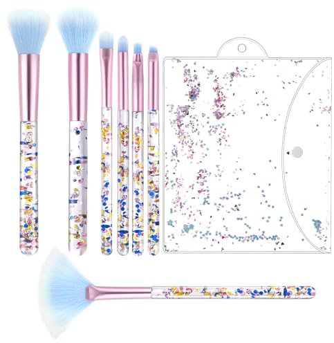 AOZUO 7 Pezzi set pennelli make up trucco,pennelli trucco make up,Crystal Sparkles Powder per cipria bellezza fondotinta correttore ombretto eyeliner fard mix di labbra pennello blush