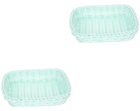 Hohopeti 2pcs Versatile Woven Storage Basket Bread Serving Tray Snacks Basket Laundry Kitchen Organiser Home Storage Living Decor