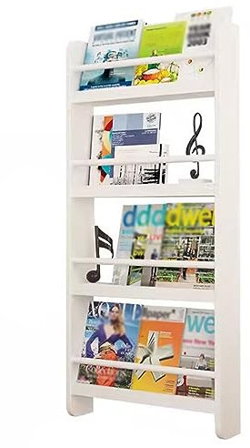 Kinder-Bücherregal, Wandmontage, Kiefernmaterial, 50 x 12 x 118 cm, Weiß