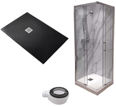 Duschkar 70 x 100 cm extra smal svart + duschkabin 70 x 100 cm hög 200 cm med hörnöppning