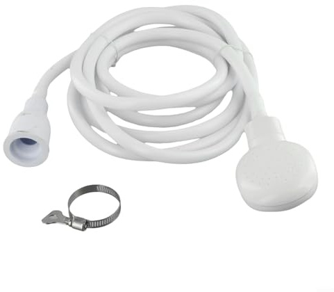 Sandyseptember Push On Shower Hose Head Single Tap Attachment Flexible Spray Mixer Bath Kitchen Tap Connector Rubber Seal 1.1M 2M 4M White for People Pets(2M)