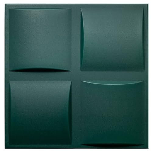 Deccart - Panneaux Muraux 50x50 cm - Panneau mural 3D Décoratif en EPS-Polystyrène - Plaque murale decorative - Décoration murale - Relief texturé - Wall Panel - Deco Mur - Vert, 48 pièces, 12m²