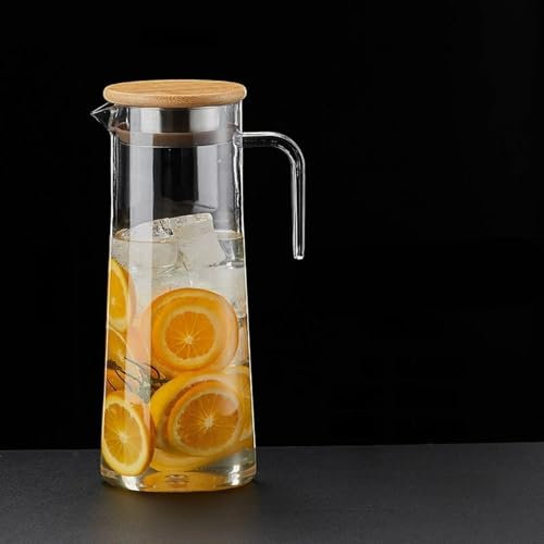 Pichet en plastique sans BPA de 1,1 l/1,2 l/1,6 l avec couvercle, carafe à eau moderne pour jus et café, incassable et résistant à la chaleur (0-120 °C), design facile à verser et anti-fuite