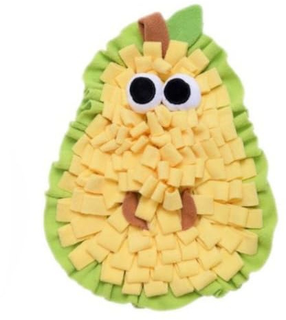 DAFORERAL Schnüffelmatte in Fruchtform für Haustiere, Futtermatte mit Knisterpapier für Hunde, Kaninchen, Meerschweinchen, weiches Plüsch-Anreicherungsspielzeug für Stressabbau (Yali)