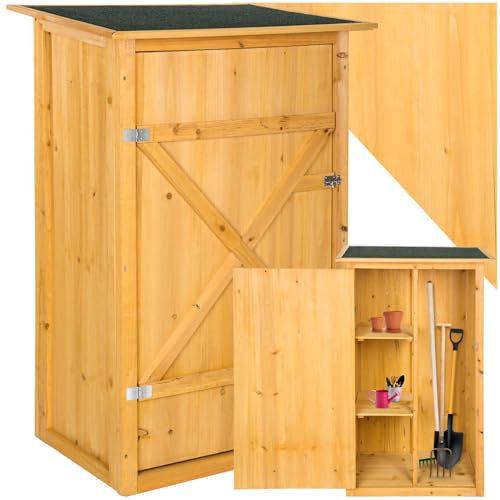 tectake® Abri de Jardin Bois Cabane de Jardin à Outils Toit Plat, Rangement et Stockage extérieurs pour Outils de Jardinage Armoire extérieure Abri de Stockage Remise Outil 75 x 56 x 118 cm